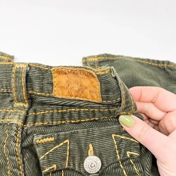 True Religion Corduroy Pants Kids‎ Girls Classic Stretch Wide Leg Green Size 4 - Picture 3 of 9